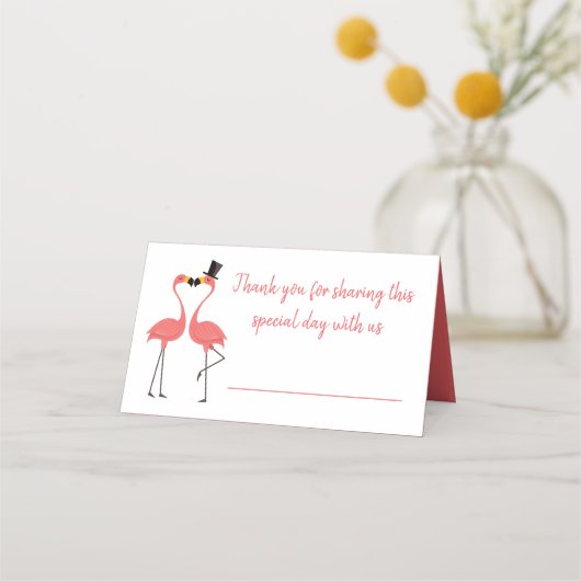 Tropical Pink Flamingo Vielen Dank für Ihre Hochze Platzkarte (Vorderseite)