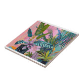 Tropical pink flamingos set against lush green fliese (Seite)