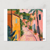 Tropical pink flamingos set against lush green postkarte (Rückseite)