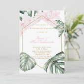 Tropical Pink Floral Bridesmaids Luncheon Invites (Stehend Vorderseite)