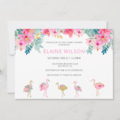 Tropical Pink Gold Flamingo Baby Dusche Einladung (Vorderseite)