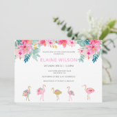 Tropical Pink Gold Flamingo Baby Dusche Einladung (Stehend Vorderseite)