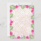 Tropical Pink Gold Flamingo Floral Baby Dusche Einladung (Rückseite)