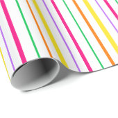 Tropical Pink Green Orange Yellow Stripes Geschenkpapier (Rolleneckpunkt)