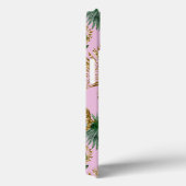Tropical Pink Green Palm Blätter Gold Glitzer Name Case-Mate iPhone Hülle (Rückseite / Rechts)