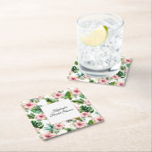 Tropical Pink Hibiscus Floral Bridal Shower   Rechteckiger Pappuntersetzer (Vor Ort)