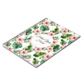 Tropical Pink Hibiscus Floral  Notizblock (Linke Seite)