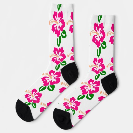 Tropical Pink Hibiscus Flower Thunder_Cove Socken (Linkes Detail)