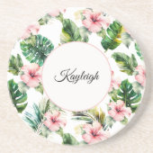 Tropical Pink Hibiscus Personalized Getränkeuntersetzer (Vorne)