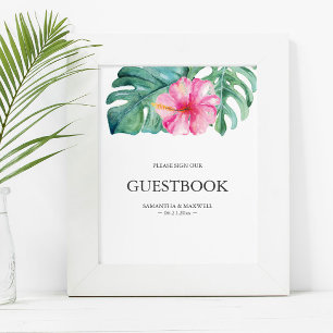 Tropical Pink Hibiskus Blume Wedbook Poster