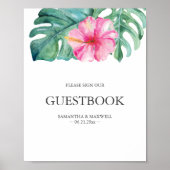 Tropical Pink Hibiskus Blume Wedbook Poster (Vorne)