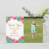 Tropical Pink Hibiskus Geburtstag Foto Vielen Dank Dankeskarte (Stehend Vorderseite)