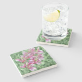 Tropical Pink Lily Blume Garden Art Marbella Steinuntersetzer (Seitenansicht)