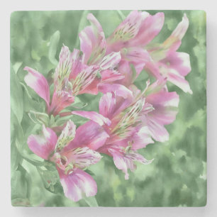 Tropical Pink Lily Blume Garden Art Marbella Steinuntersetzer