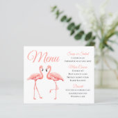 Tropical Pink Menu Flamingo Wedding Brautparty (Stehend Vorderseite)