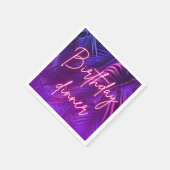 Tropical Pink Purple Palm Leaf Birthday Dinner  Serviette (Ecke)