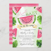 Tropical Pink Watermelon Kinderdusche Einladung (Vorne/Hinten)