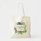 Tropical Plaam Leaf Personalisiert Bridesmaid Tragetasche (Vorne)