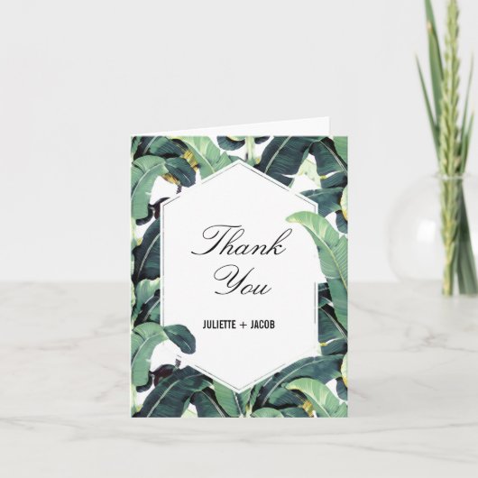 Tropical Plantation Palm Wedding Danke Karte (Vorderseite)