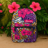 Tropical Plants and Hibiscus Exotic Floral Design Bedruckter Rucksack