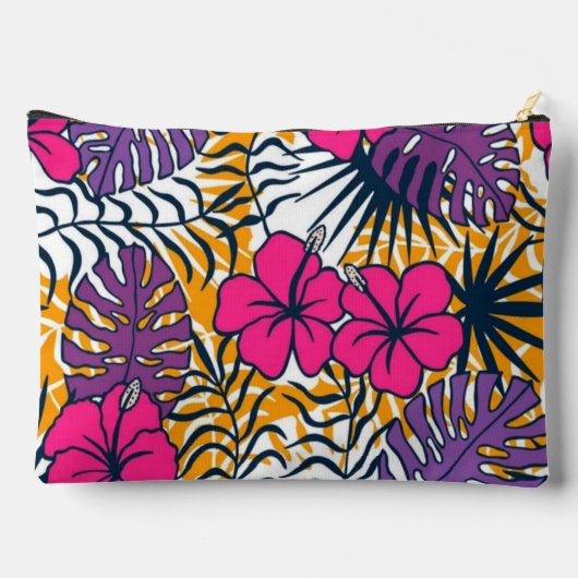 Tropical Plants and Hibiscus Exotic Floral Design Zubehörtasche (Rückseite)