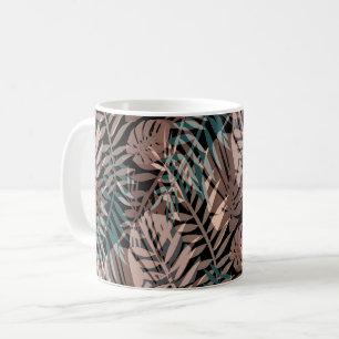 Tropical plants, jungle, tropics , beige ,leaves kaffeetasse