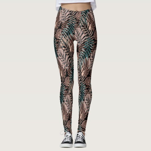 Tropical plants, jungle, tropics , beige ,leaves   leggings (Vorderseite)