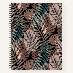 Tropical plants, jungle, tropics , beige ,leaves notizblock