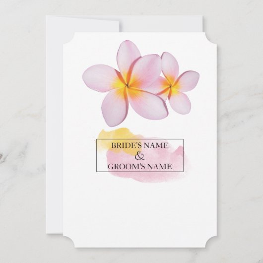 Tropical Plumeria Frangipani Hochzeitseinladungen Einladung (Rückseite)