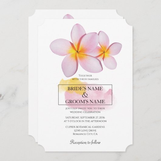 Tropical Plumeria Frangipani Hochzeitseinladungen Einladung (Vorne/Hinten)