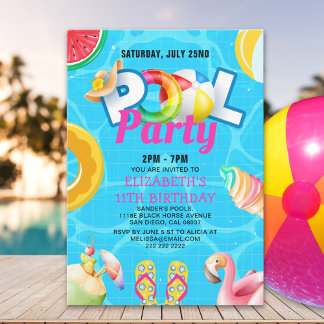 Tropical Pool Bash for Girl – Summer Birthday Girl Einladung