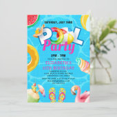 Tropical Pool Bash for Girl – Summer Birthday Girl Einladung (Stehend Vorderseite)