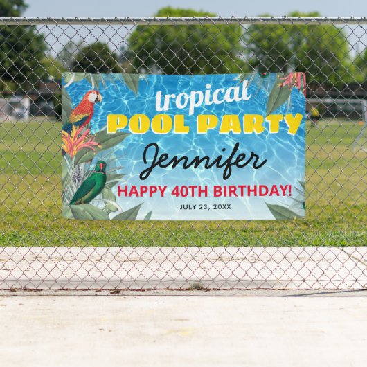 Tropical Pool Birthday Party Banner (Insitu)