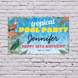 Tropical Pool Birthday Party Banner