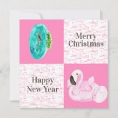 Tropical Pool Flamingo Floatio Weihnachten Mitteilungskarte (Vorderseite)
