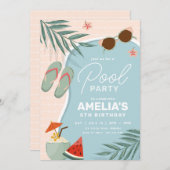 Tropical Pool-Geburtstagsparty Einladung (Vorne/Hinten)