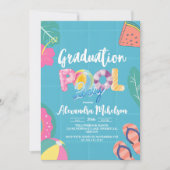 Tropical Pool Graduation Party Einladung (Vorderseite)
