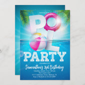 Tropical Pool Party Geburtstag Einladung (Vorne/Hinten)