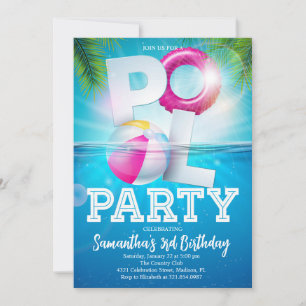 Tropical Pool Party Geburtstag Einladung