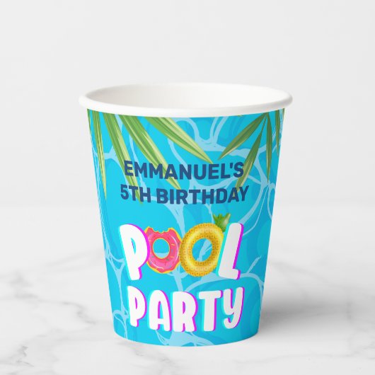 Tropical Pool Party Geburtstag Pappbecher (Vorderseite)