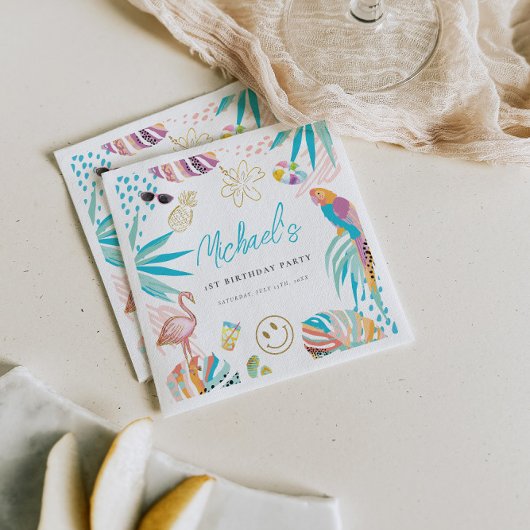 Tropical Pool Party Geburtstag Serviette