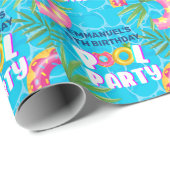 Tropical Pool Party Geburtstagsgeschenk Geschenkpapier (Rolleneckpunkt)