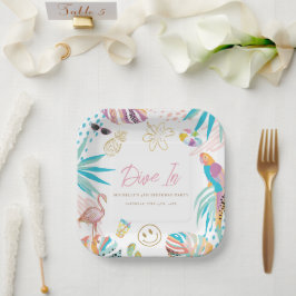 Tropical Pool Party Girl Birthday Pappteller