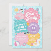 Tropical Pool Party Retro Sommer Geburtstag Party Einladung (Vorderseite)