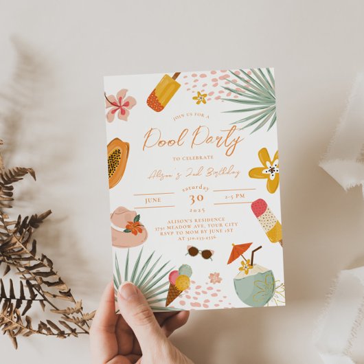 Tropical Pool Party Sommergeburtstag Einladung