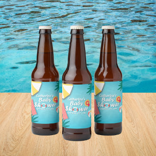 Tropical Pool Party Summer Baby Dusche Bierflaschenetikett
