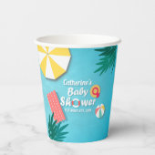 Tropical Pool Party Summer Baby Dusche Pappbecher (Rückseite)