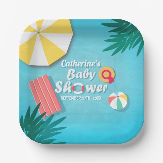 Tropical Pool Party Summer Baby Dusche Pappteller