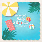 Tropical Pool Party Summer Baby Dusche Untersetzer (Vorderseite)