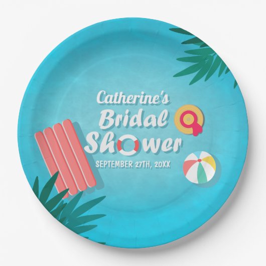 Tropical Pool Party Summer Brautparty Pappteller (Vorderseite)